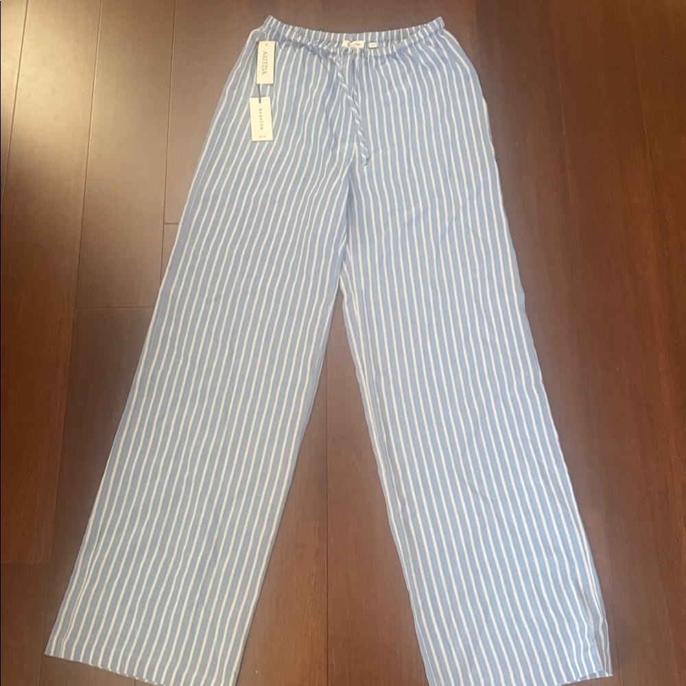 Babaton Blue and White Striped Lounge Pants